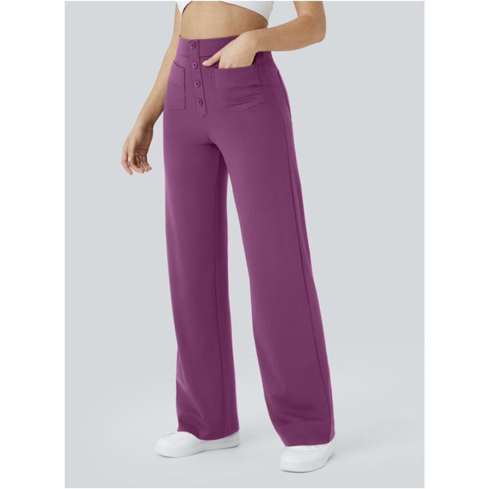 Halara DayStretch High Waisted Pockets Straight Leg Casual Pants med-regular - Picture 6 of 8